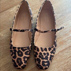 Franco Sarto Leopard-Print Mary Jane Flats in Brown and Black